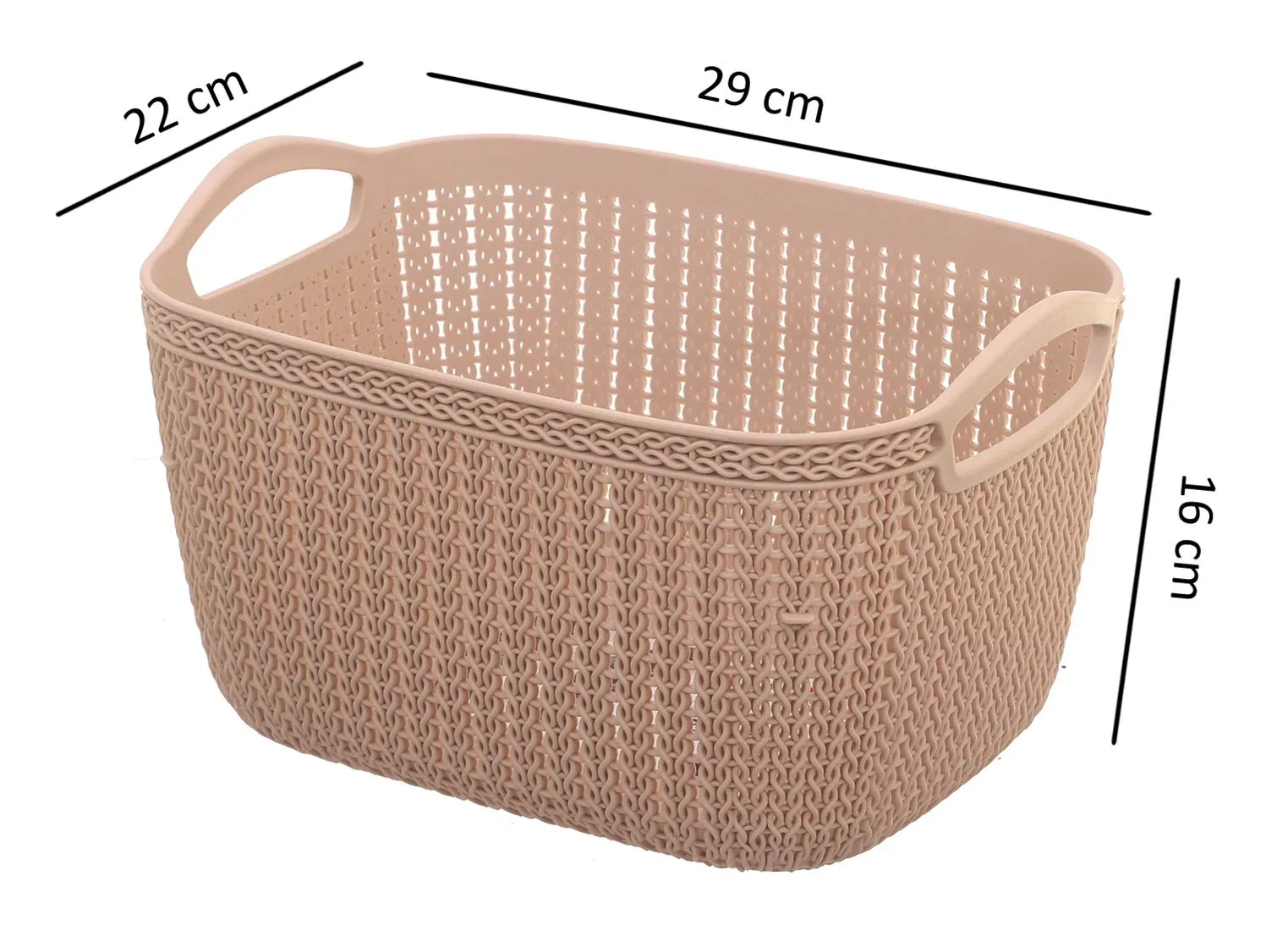 Heart Home Unbreakable Plastic 4 Pieces Multipurpose Large Size Flexible Storage Baskets/Fruit Vegetable Bathroom Stationary Home Basket with Handles (Peach & Cream) - HEART1468