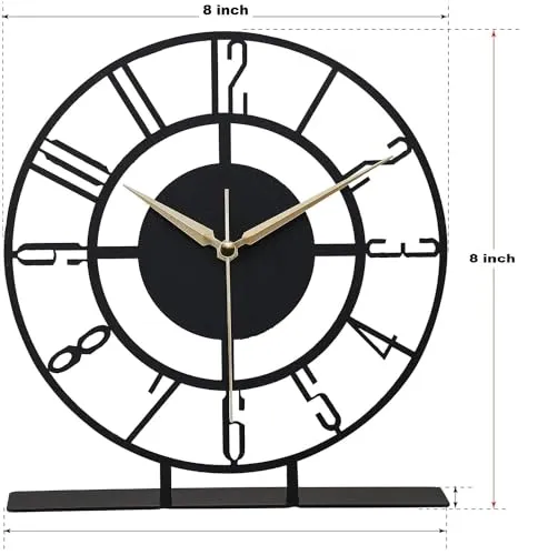 Home Stuffs Battery Operated Desk Clock Modern Metal Desk Clock Reloj de Escritorio para Oficina Pequeña y Tranquila Junto a La Cama Desk Metal Clock (Black) (Bunella)