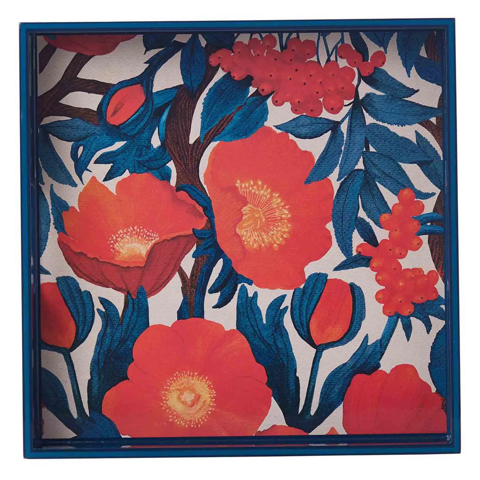 Iceland Poppy 15" Square Lacquer Art Serving Tray