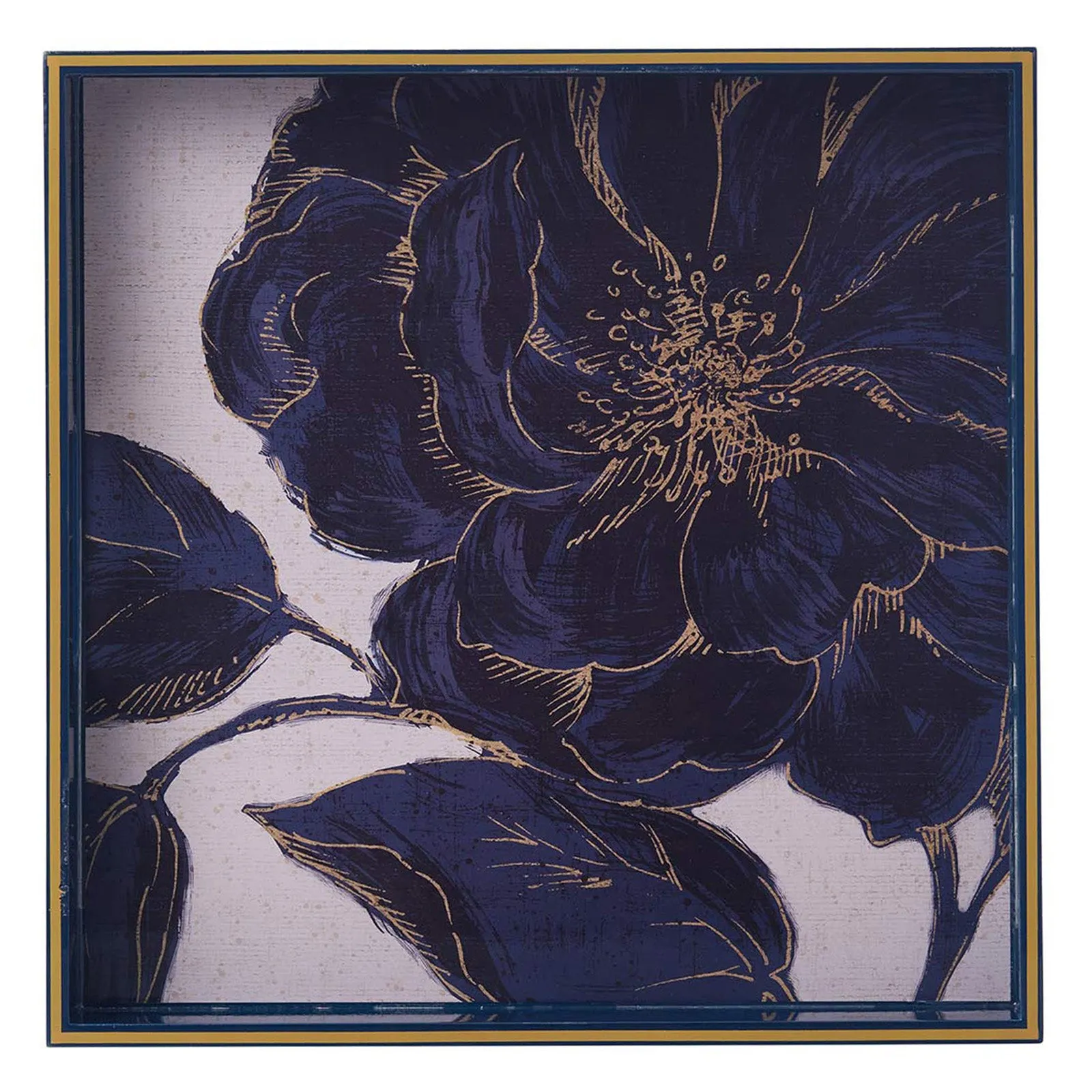 Indigo Garden 15 Square Lacquer Art Serving Tray