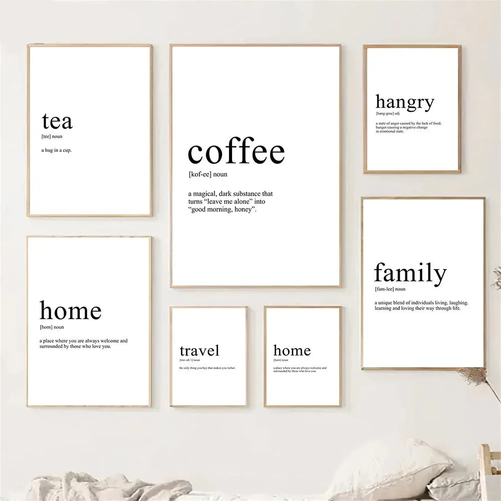 Inspirational Home & Family Definition Quotes Posters Typographic Wall Art Fine Art Canvas Prints Pictures For Kitchen Dining Room Living Room Wall Decor