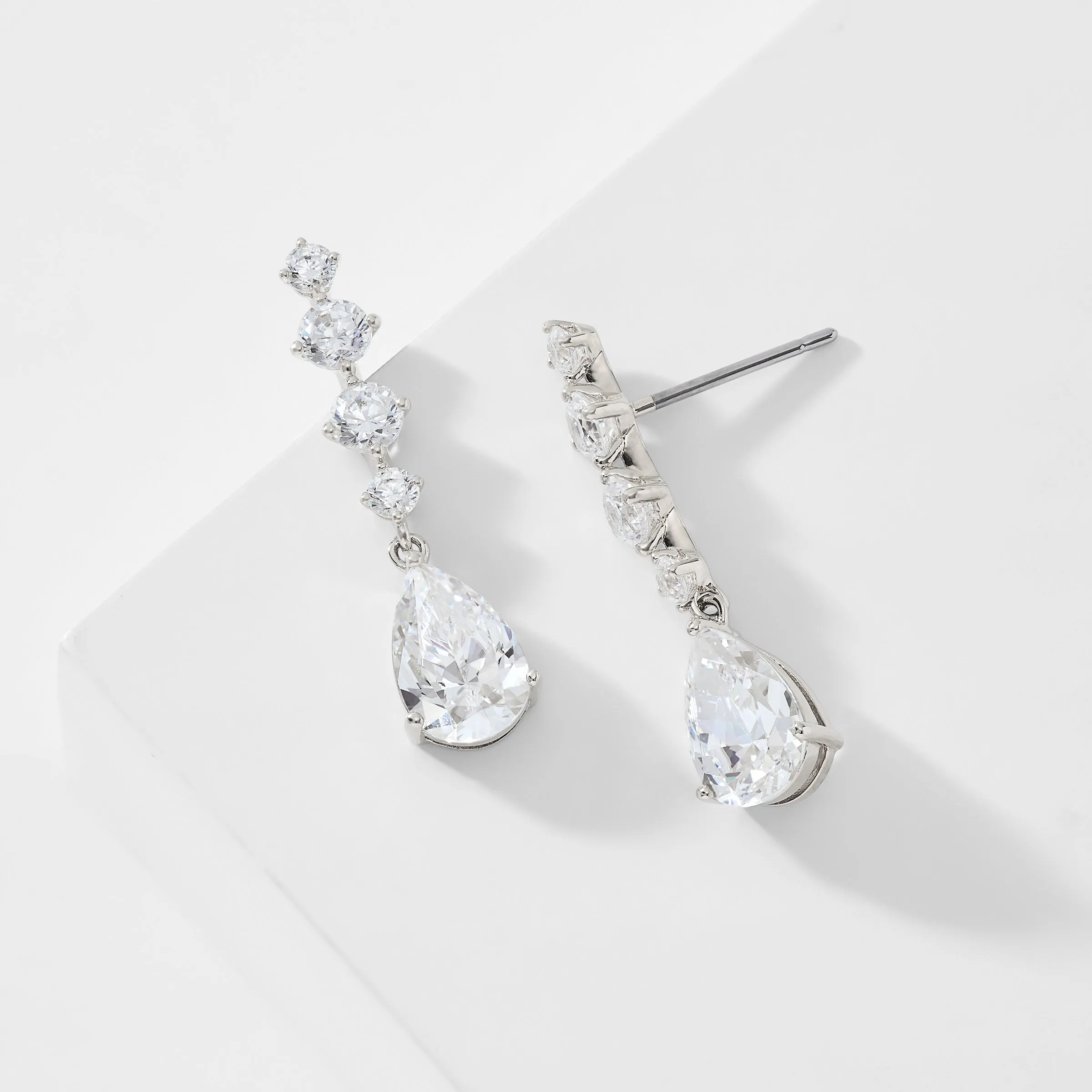 INVITATION ONLY PEAR CZ SHORT DROP EARRINGS