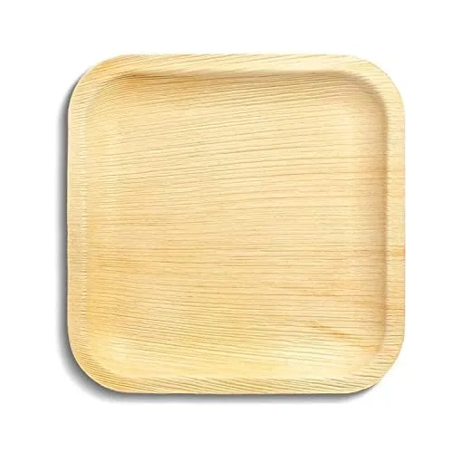 Kuber Industries Pack of 50 Disposable Palm Leaf Plates | Microwave & Oven Safe | Compostable, Disposable Tableware | Eco-Friendly Use & Throw Plates | Party, Dinner Plate |8 * 8 Inch