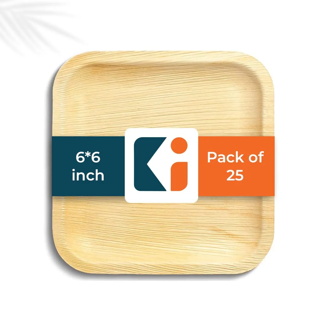 Kuber Industries Pack of 50 Disposable Palm Leaf Plates | Microwave & Oven Safe | Compostable, Disposable Tableware | Eco-Friendly Use & Throw Plates | Party, Dinner Plate |8 * 8 Inch