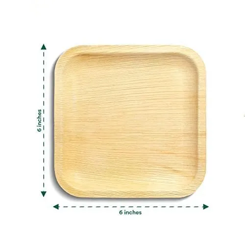 Kuber Industries Pack of 50 Disposable Palm Leaf Plates | Microwave & Oven Safe | Compostable, Disposable Tableware | Eco-Friendly Use & Throw Plates | Party, Dinner Plate |8 * 8 Inch