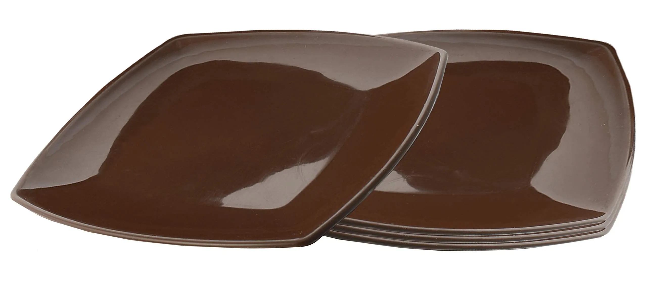 Kuber Industries Plastic Dinner Plates - 4 Pieces, Brown