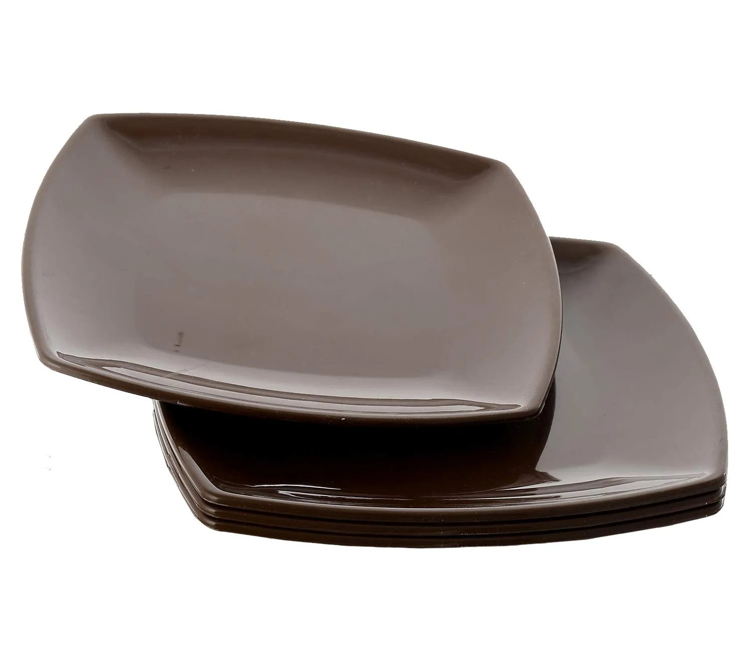 Kuber Industries Plastic Dinner Plates - 4 Pieces, Brown