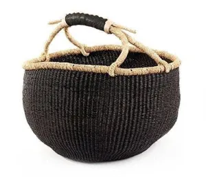 Large Harvest Ghana African Basket | Bolga Ghana Basket - Solid Blac