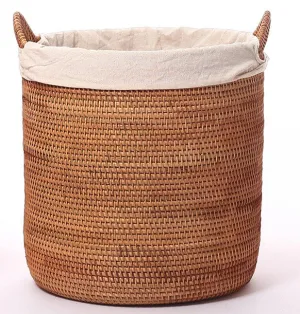 Large Storage Baskets for Bathroom, Round Storage Baskets with Handle, Rattan Storage Baskets, Laundry Storage Baskets, Storage Baskets for Clothes