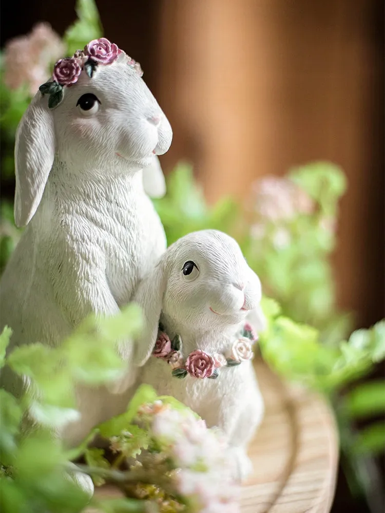 Lovely Rabbit Family Statue for Garden, Beautiful Cute Garden Courtyard Ornaments, Unique Modern Garden Sculptures, Creative Villa Outdoor Decor Gardening Ideas