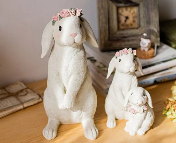 Lovely Rabbit Family Statue for Garden, Beautiful Cute Garden Courtyard Ornaments, Unique Modern Garden Sculptures, Creative Villa Outdoor Decor Gardening Ideas