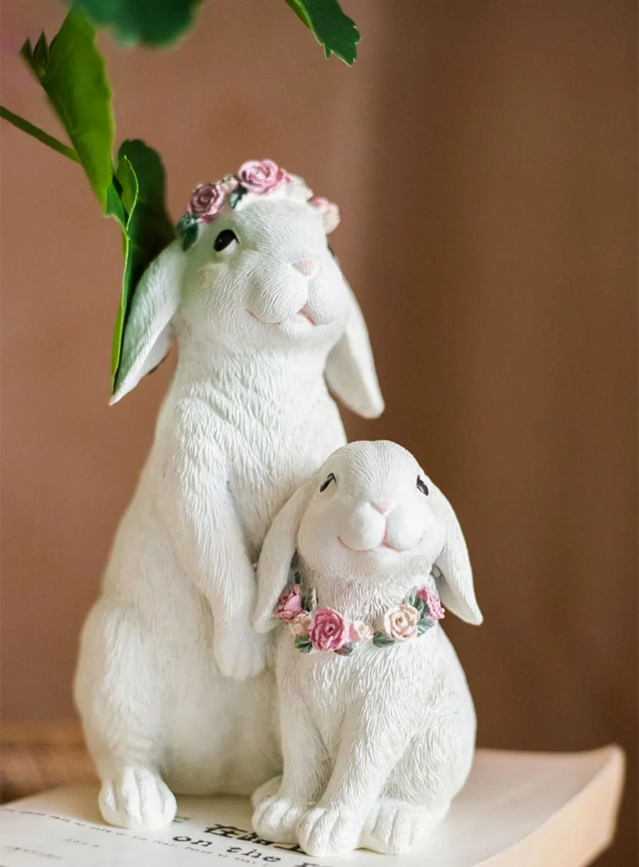 Lovely Rabbit Family Statue for Garden, Beautiful Cute Garden Courtyard Ornaments, Unique Modern Garden Sculptures, Creative Villa Outdoor Decor Gardening Ideas