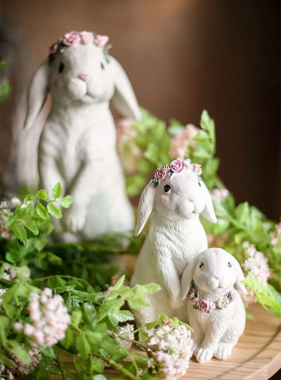 Lovely Rabbit Family Statue for Garden, Beautiful Cute Garden Courtyard Ornaments, Unique Modern Garden Sculptures, Creative Villa Outdoor Decor Gardening Ideas