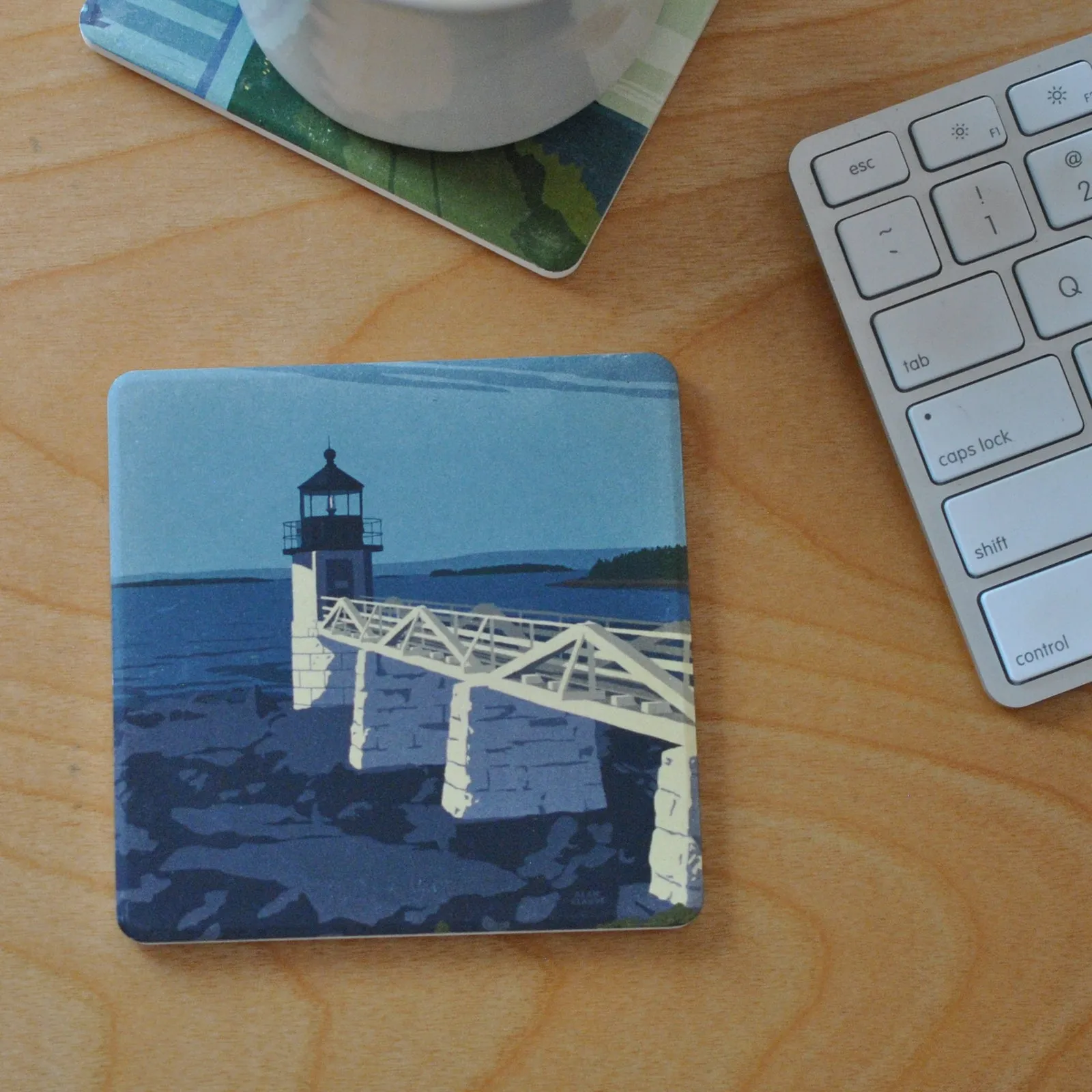 Marshall Point Light Art Drink Coaster - Maine