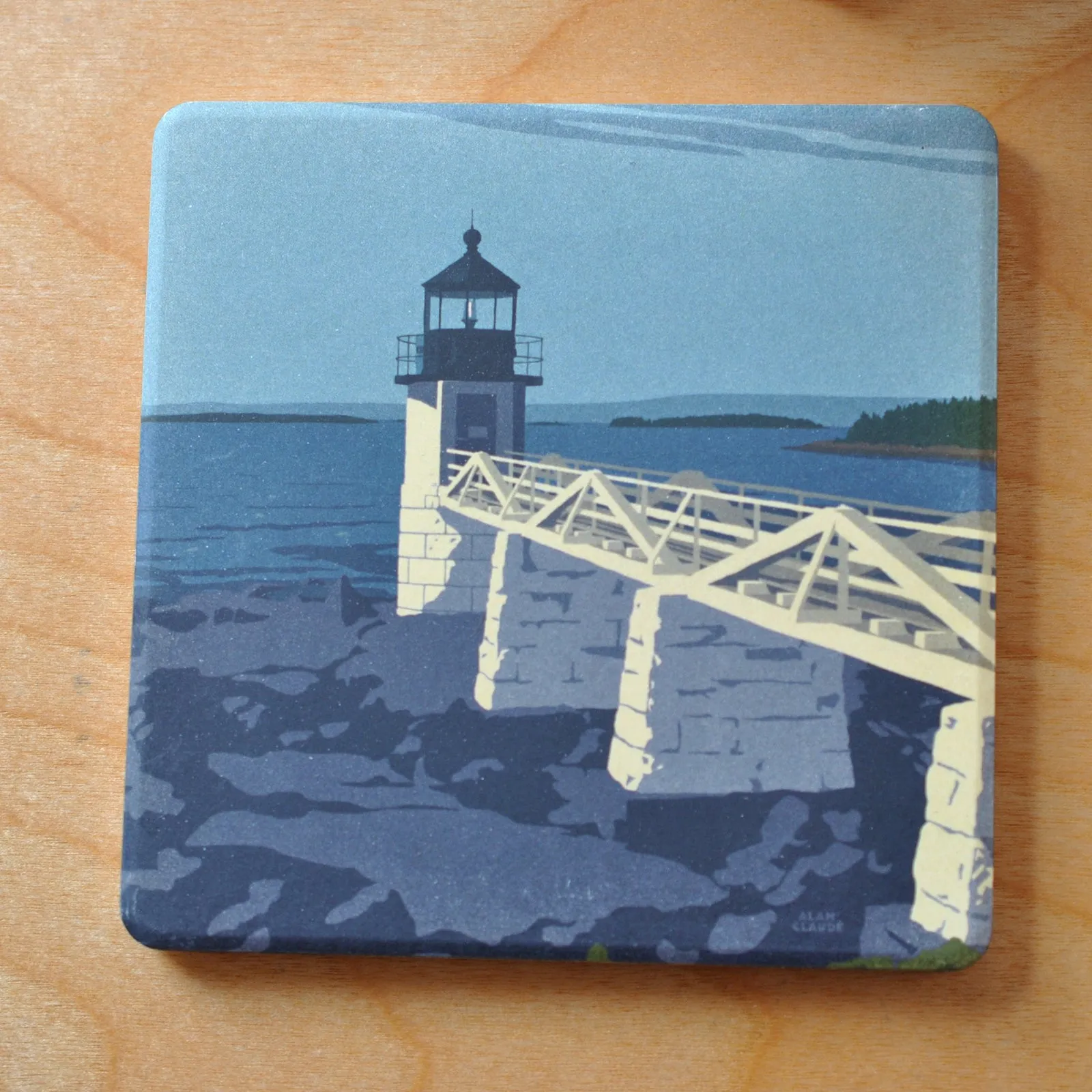 Marshall Point Light Art Drink Coaster - Maine