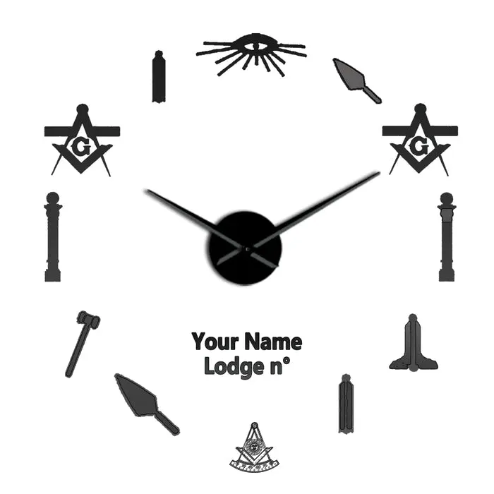 Master Mason Blue Lodge Clock - Frameless Design