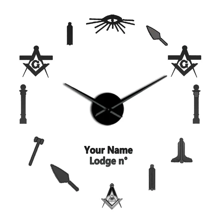 Master Mason Blue Lodge Clock - Frameless Design