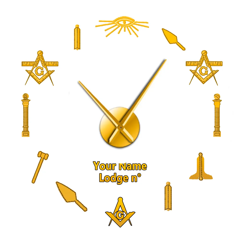 Master Mason Blue Lodge Clock - Frameless Design