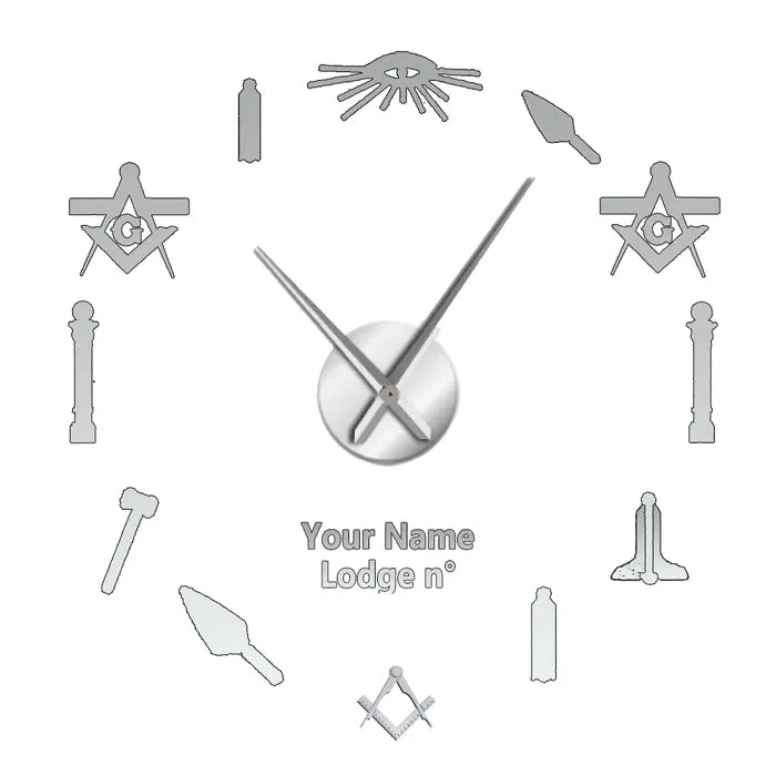 Master Mason Blue Lodge Clock - Frameless Design