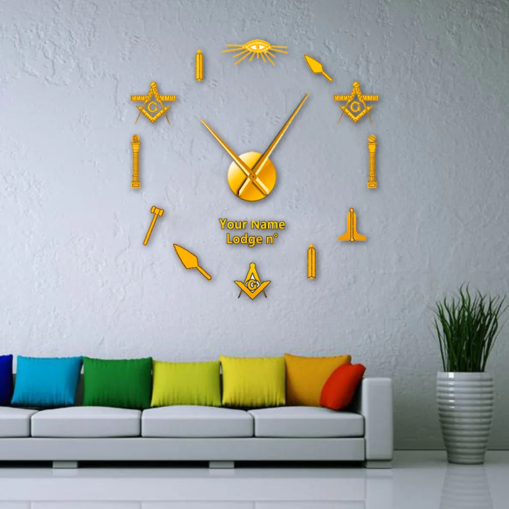 Master Mason Blue Lodge Clock - Frameless Design