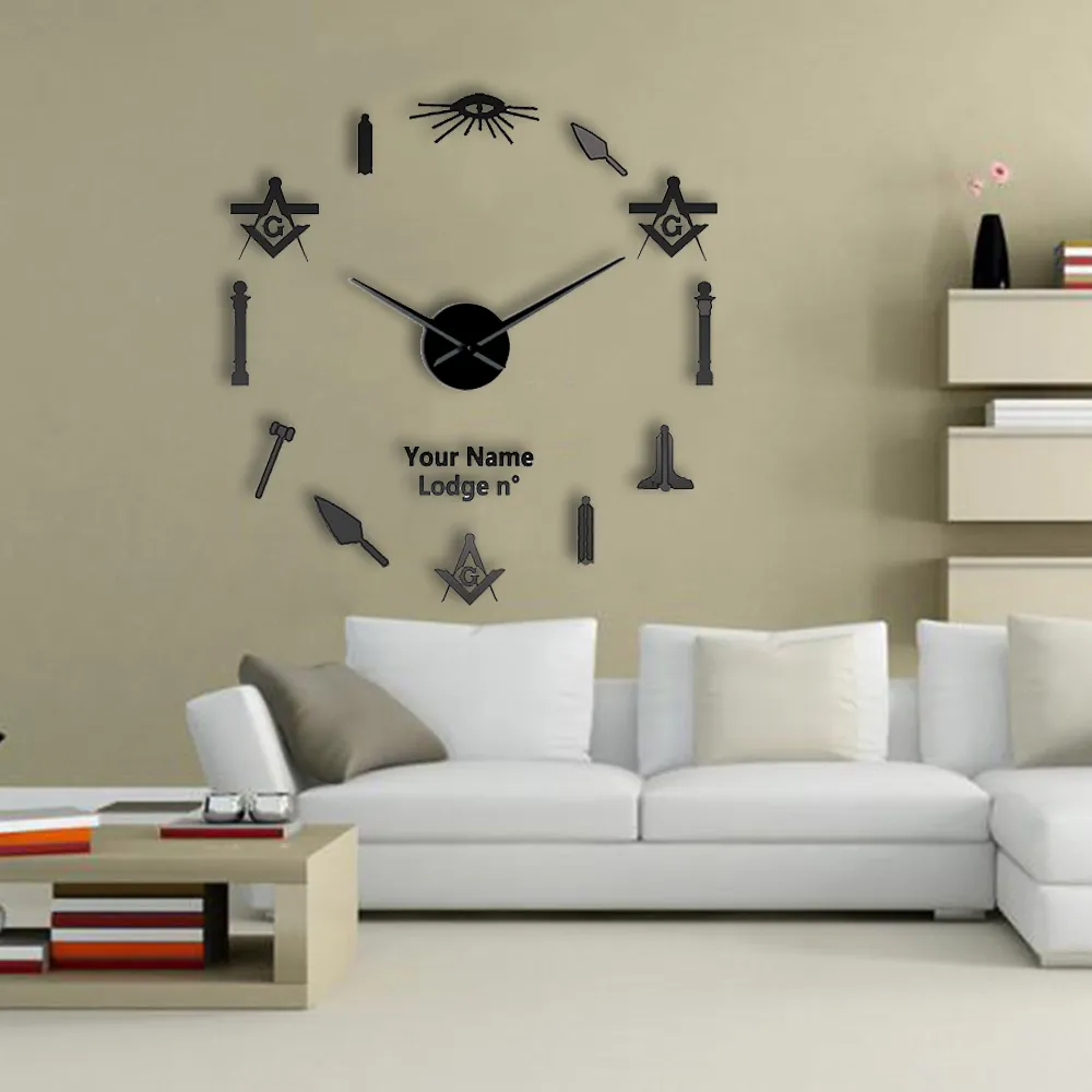 Master Mason Blue Lodge Clock - Frameless Design