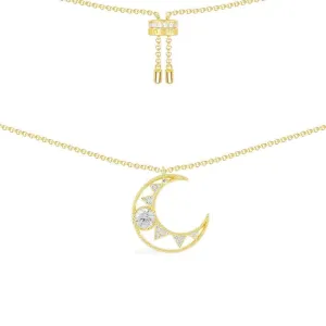 Moon Adjustable Necklace - Yellow Silver