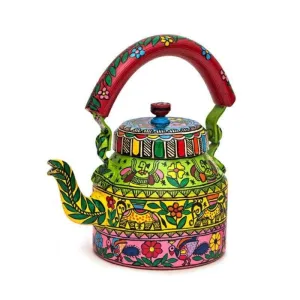 Multi Color Hand Painted Tea Pot in Aluminium