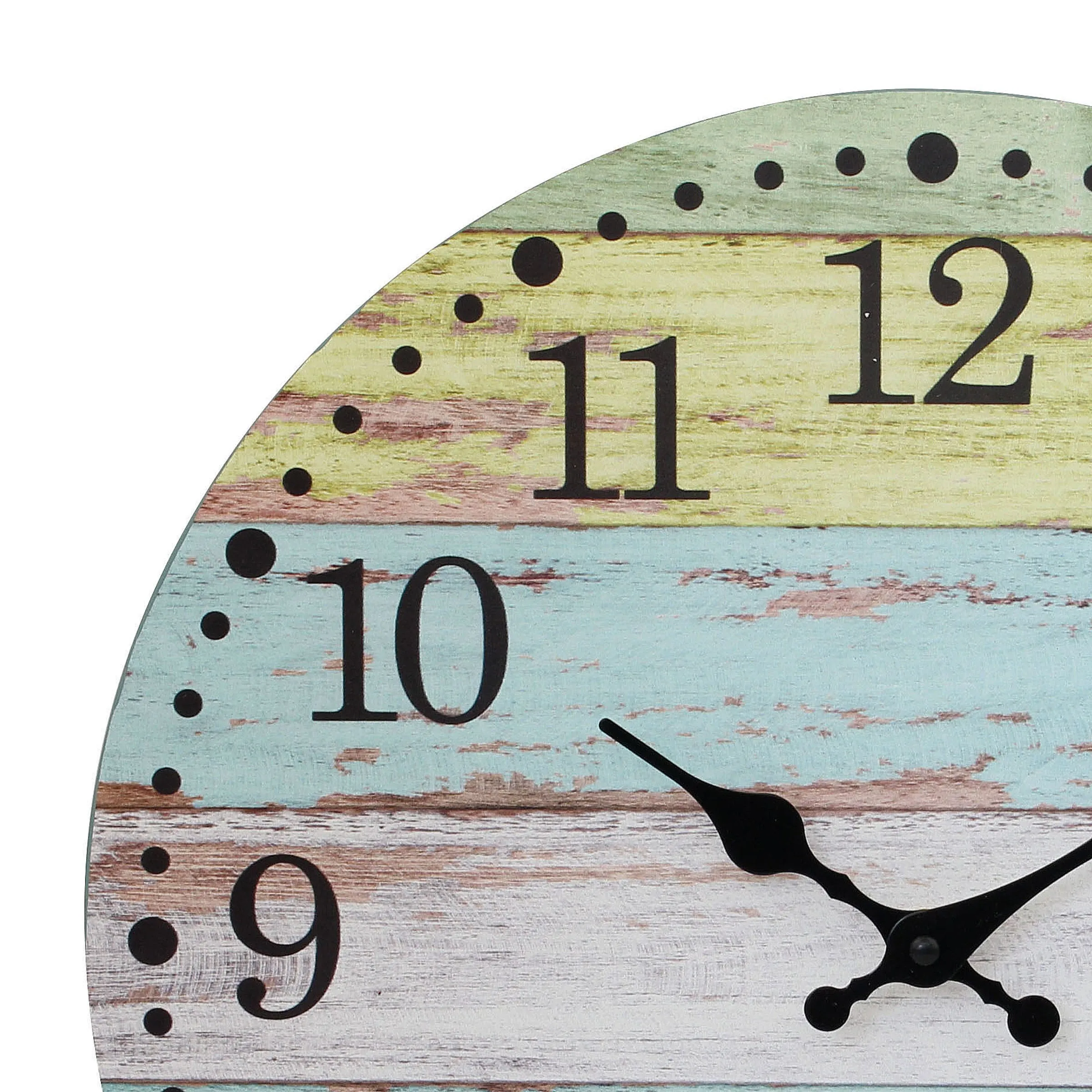 Multicolored Light Blue & Yellow Rustic Wood Wall Clock - 14 Inch