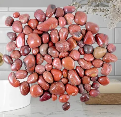 Natural Red Polished Decorative Stones for Garden, Home Decor, 1 kg Pack