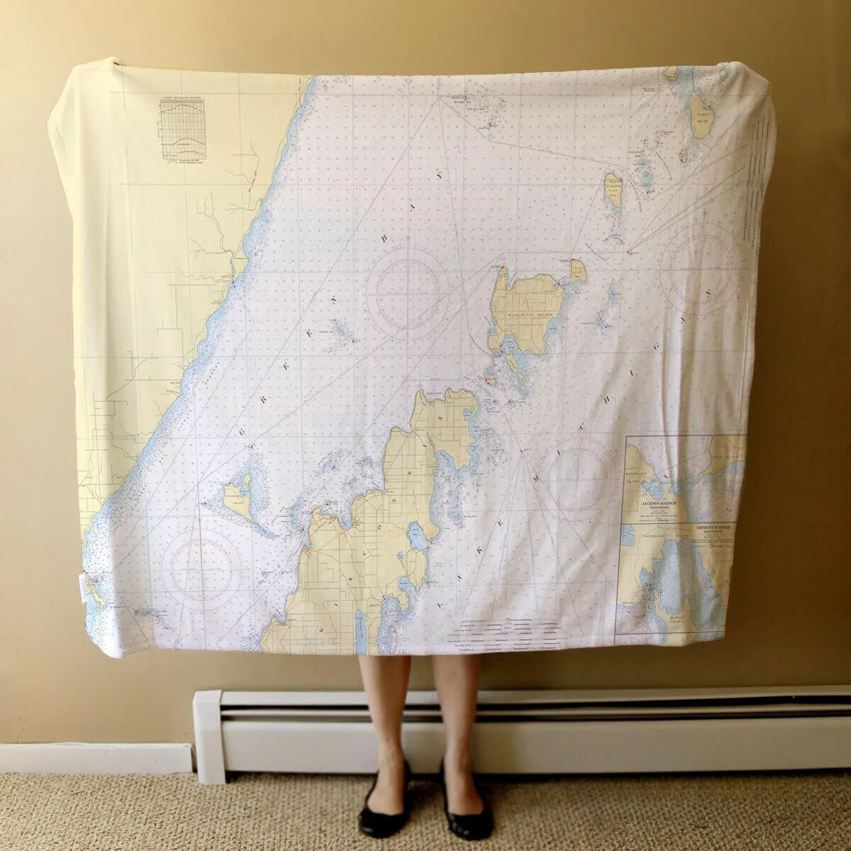 Nautical Chart Blankets, Wisconsin Coastal Maps