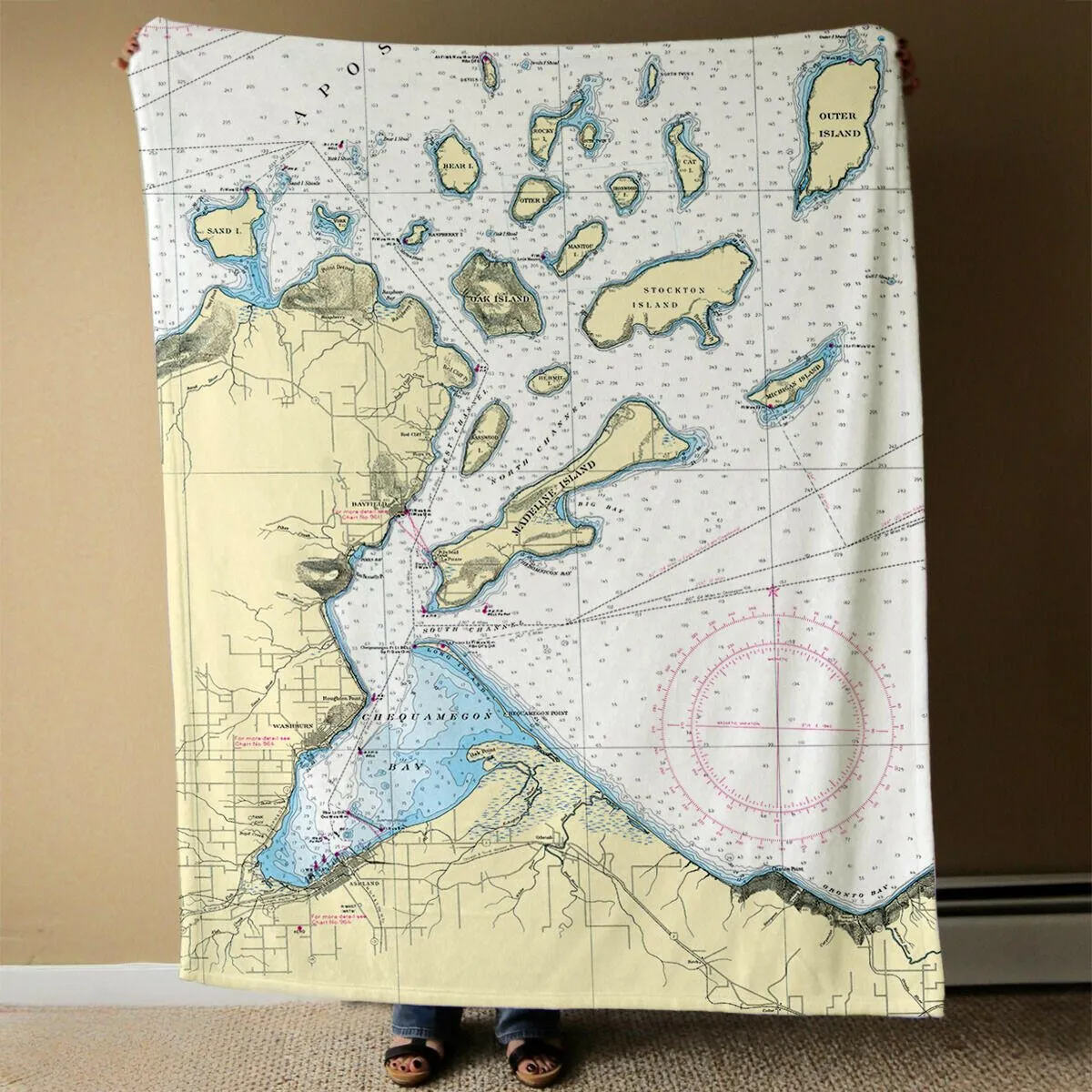 Nautical Chart Blankets, Wisconsin Coastal Maps