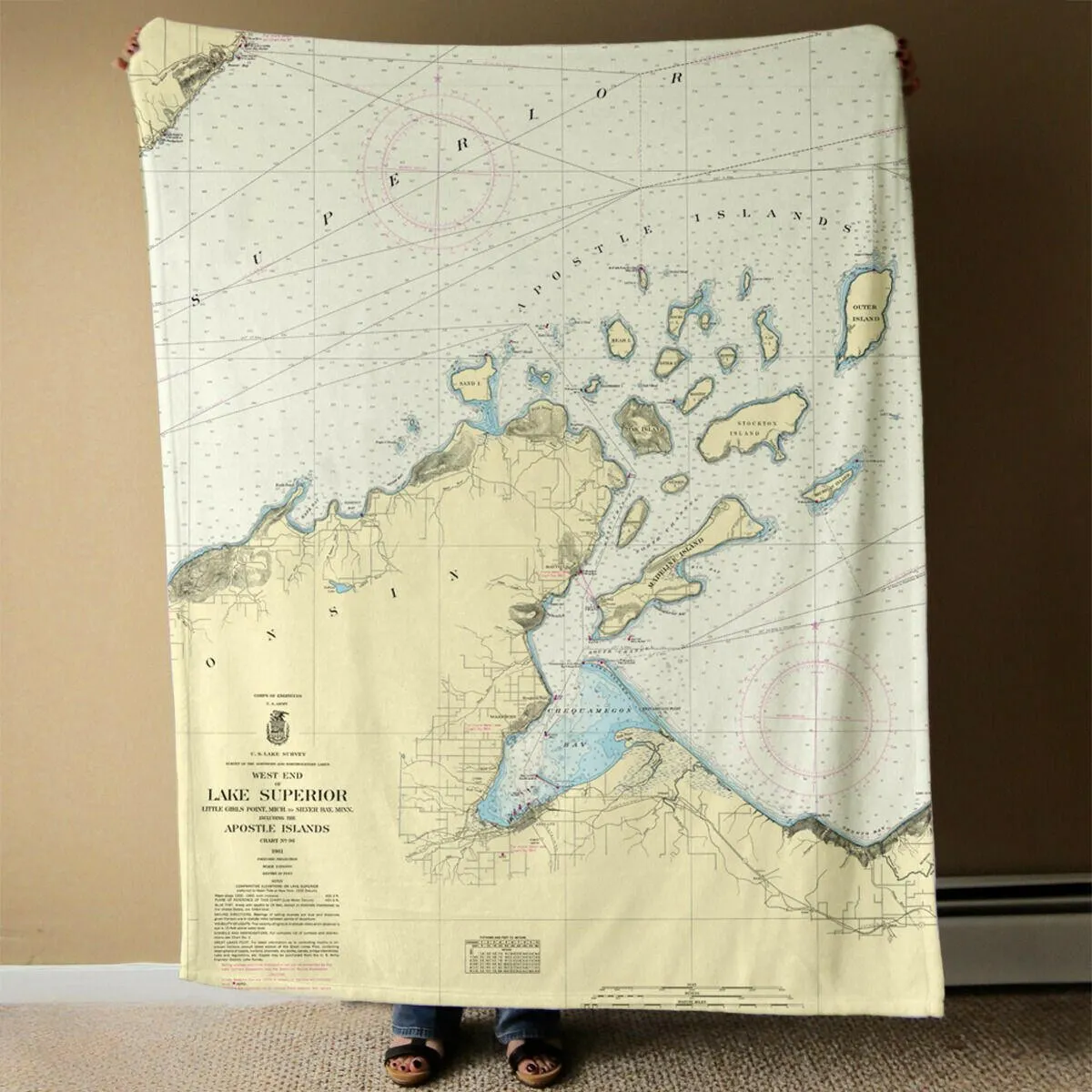 Nautical Chart Blankets, Wisconsin Coastal Maps