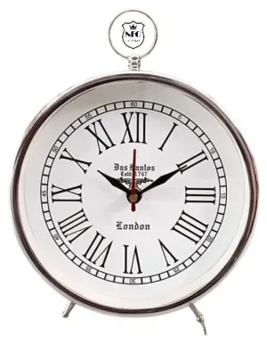 NEO CLASSIC® Metal Table Desk Clock Steel Table Clock Traditional Heavy Handmade Clock in India Shiny Steel Clock for Home & Office (6 inches)