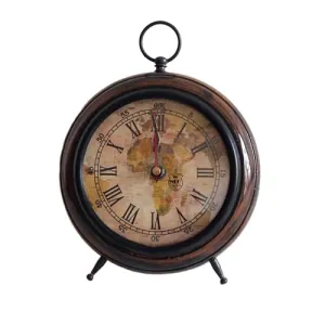 NEO CLASSIC Table Clock Antique Wooden Clock Office Home Decor Handicrafts Items Beautiful Table Clock (Earth Dial)