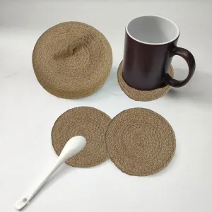 Polyster Round Coaster Set (6 PCS Set) Machine Washable Absorbent Size: 6 inch Diameter