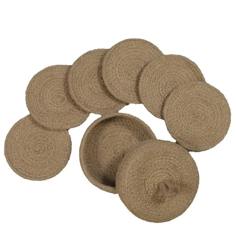 Polyster Round Coaster Set (6 PCS Set) Machine Washable Absorbent Size: 6 inch Diameter