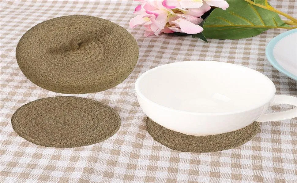 Polyster Round Coaster Set (6 PCS Set) Machine Washable Absorbent Size: 6 inch Diameter