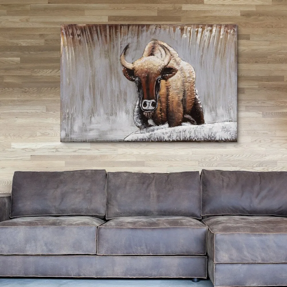 "Buffalo" Mixed Media Iron Hand Painted Dimensional Wall Art