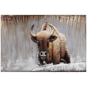 "Buffalo" Mixed Media Iron Hand Painted Dimensional Wall Art