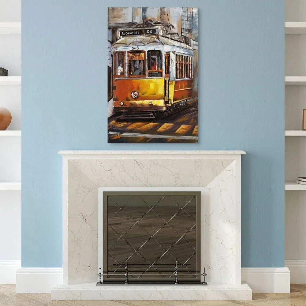 "Cable Car" Mixed Media Iron Hand Painted Dimensional Wall Art