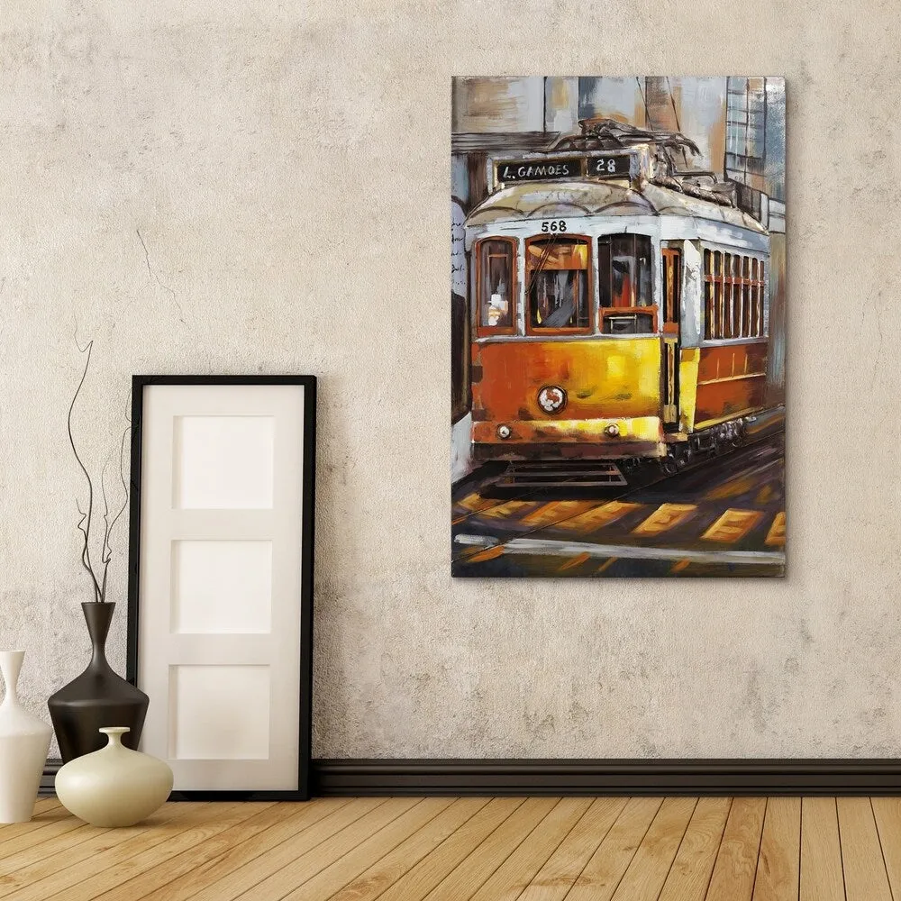 "Cable Car" Mixed Media Iron Hand Painted Dimensional Wall Art