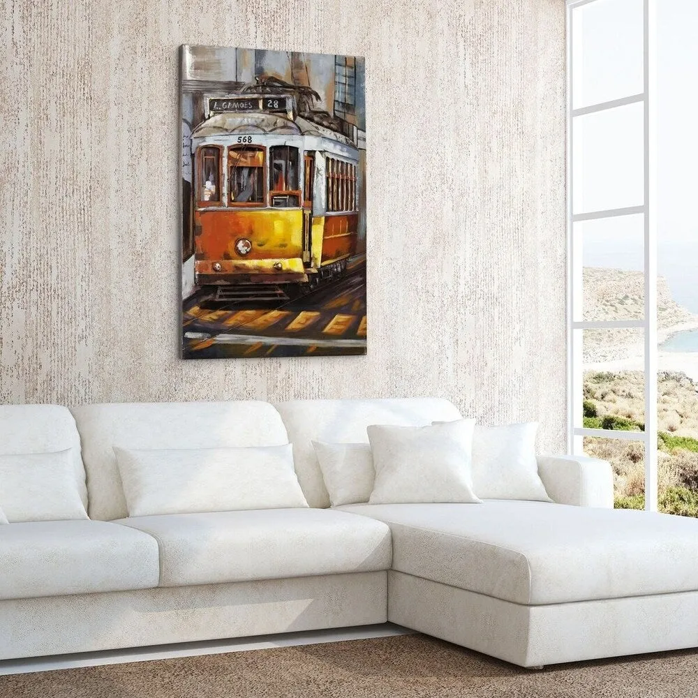 "Cable Car" Mixed Media Iron Hand Painted Dimensional Wall Art