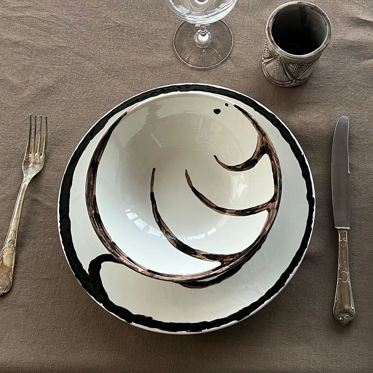 "Vertigo One" Dining Set For 2 (6 pcs), Handmade ceramic plates