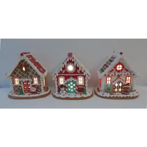 Regency International 8.5"LED Battery Timer Candy cane Lane House S/3 Assortment