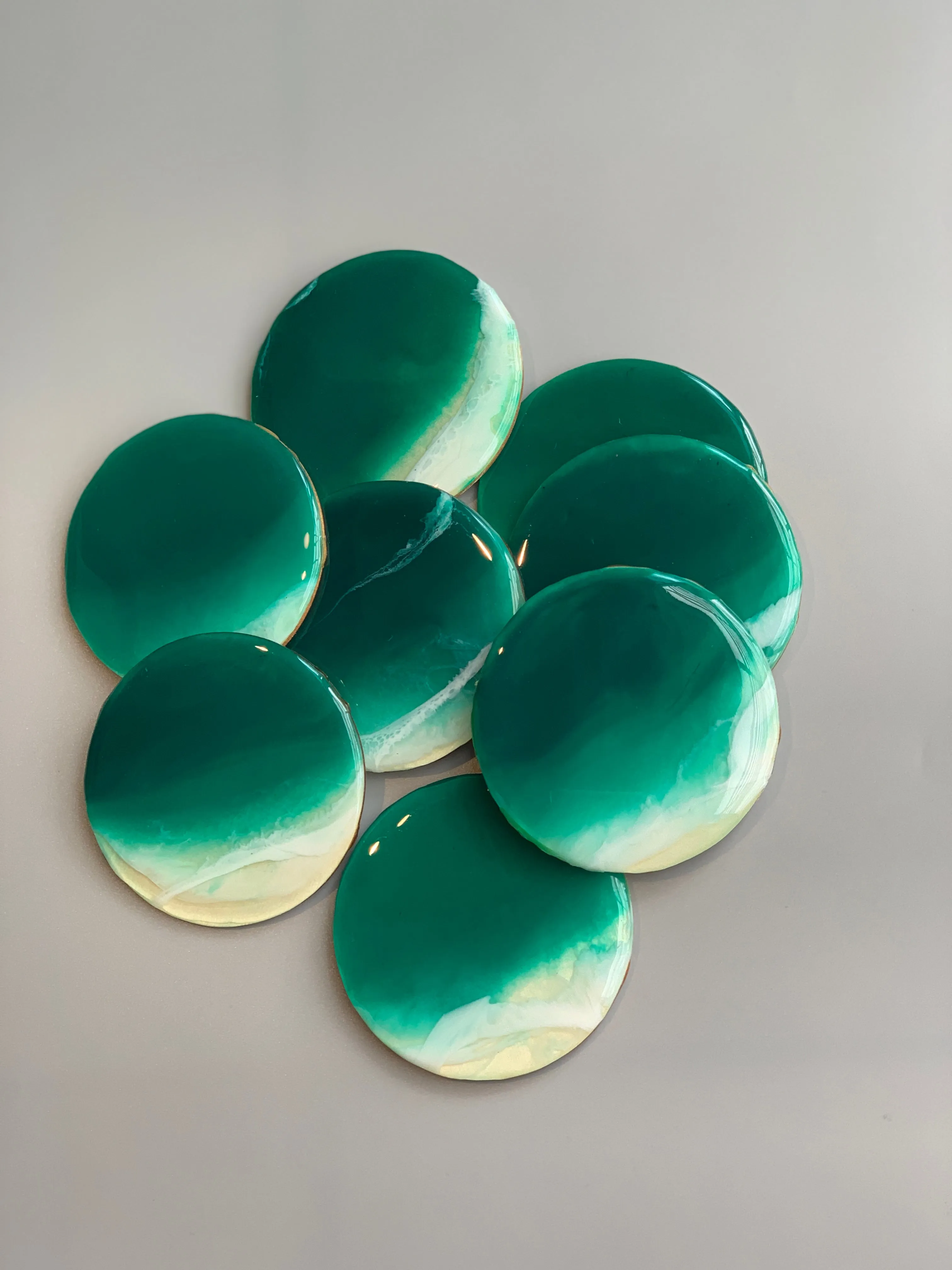 Round Emerald Beach Wooden Coasters