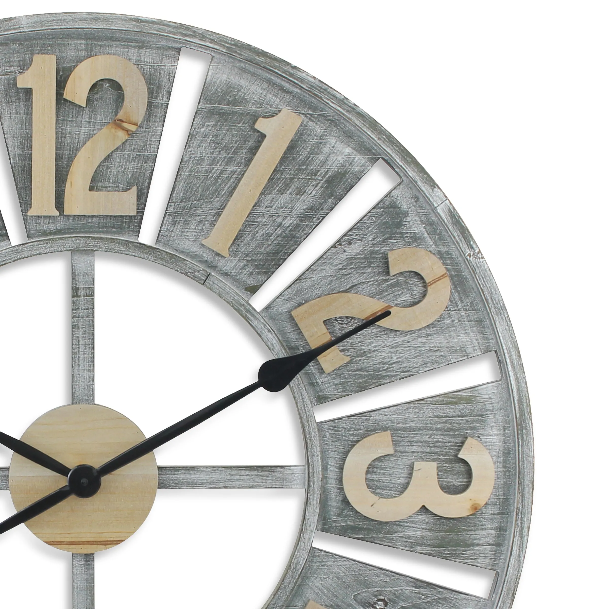 Rustic Deconstructed Clock with Layered Numbers (WS)