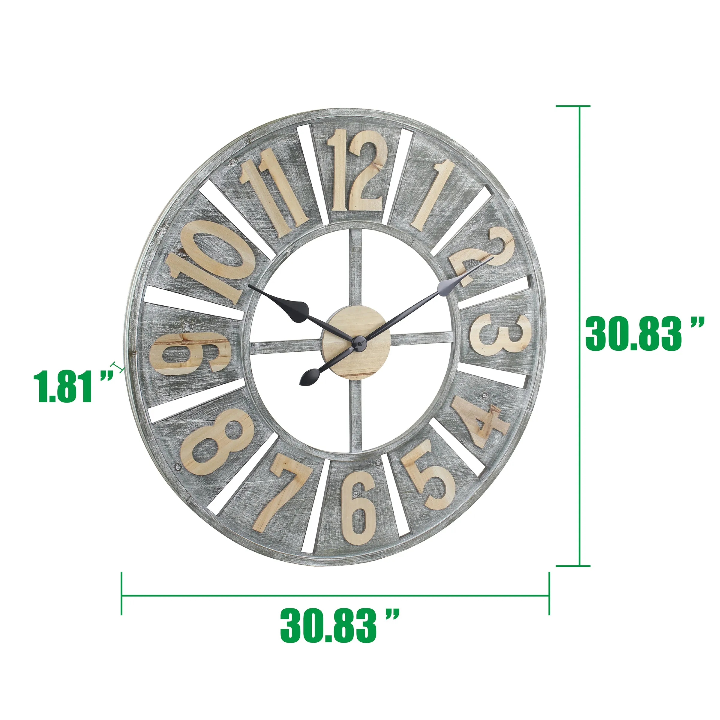 Rustic Deconstructed Clock with Layered Numbers (WS)