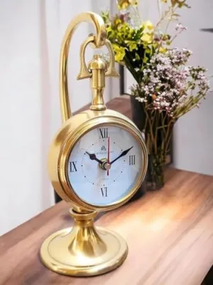 SG MART.. Antique Brass Premium Finish Table Clock for Decor, Wedding Gift, Gift for him