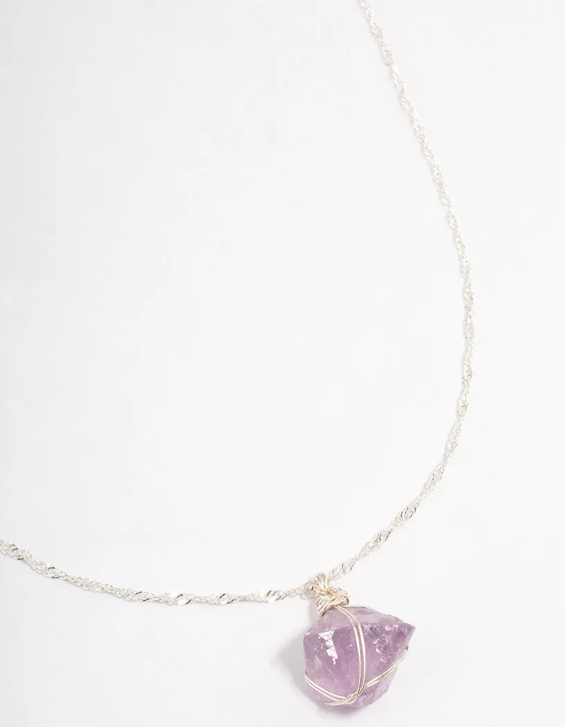 Silver Fluorite Cage Twist Necklace