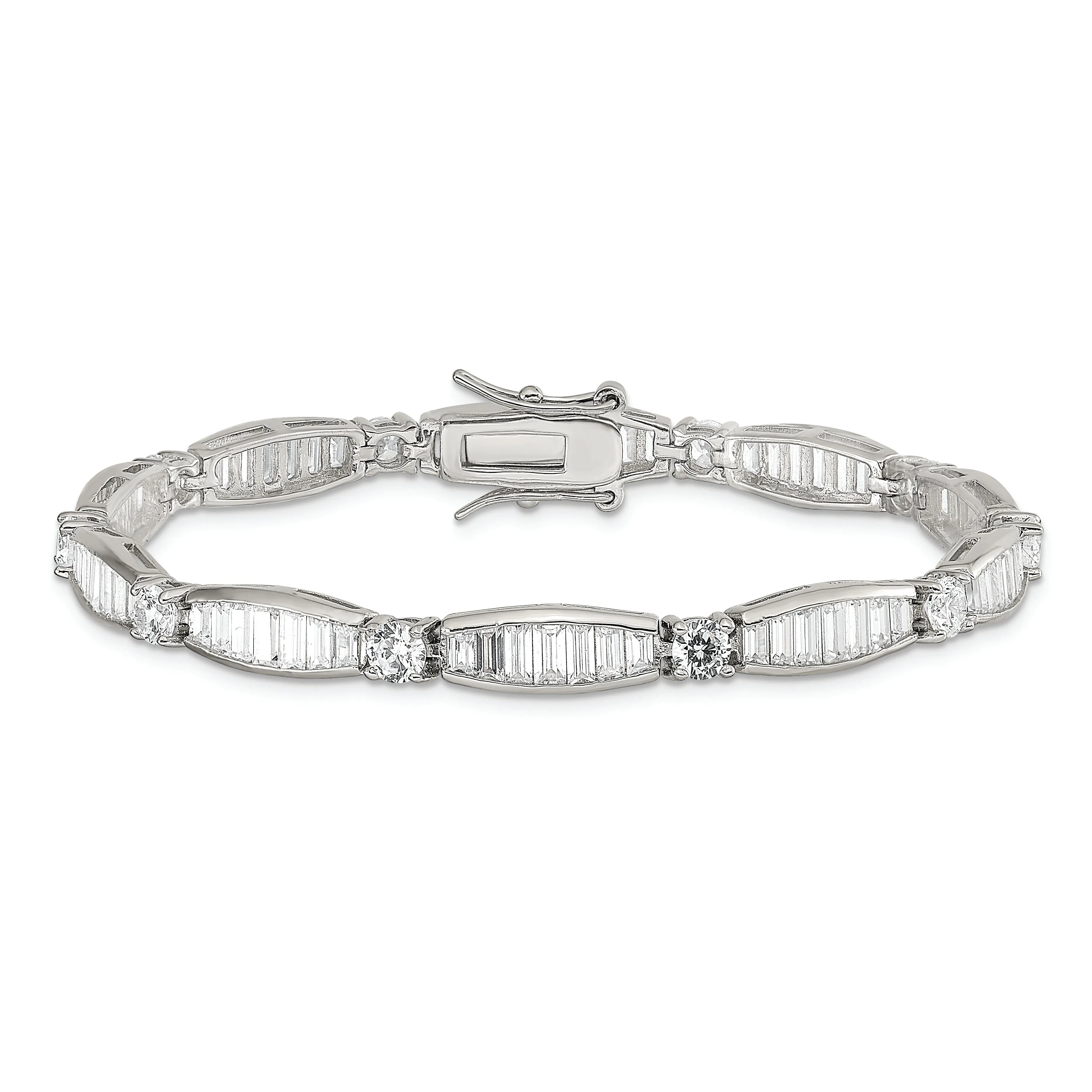 Silver Polished Finish Pave C.Z Bracelet